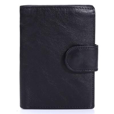 China Anti-theft Leather Short Wallet For Men Simple Multi-card Holder Money Purses With Button Vintage Design Money Holder for sale