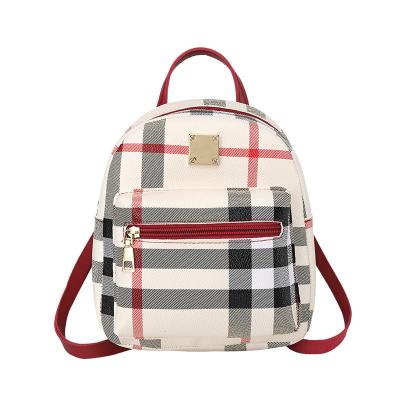 China Japanese and Korean fashion leisure multi-function plaid mini oblique satchel backpack student style backpack for sale