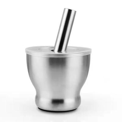 China Kitchen Uensils 304 Stainless Steel Spice Herb Bowl Mortar And Pestle Viable High Grade Grinder Set For Sale for sale