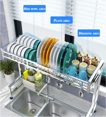 China Traditional Hot Sale Stainless Steel Kitchen Storage Organizer Over The Sink Dish Drying Rack for sale