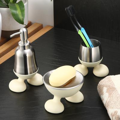 China Sustainable Stainless Steel 3-Piece Soap Box Bathroom Accessories Set for sale