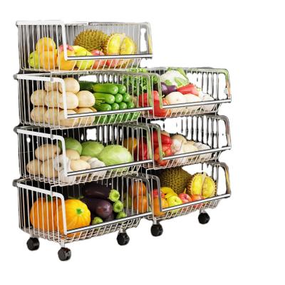 China 4/5 Layer Kitchen Vegetable Storage Rack Metal Storage Stainless Steel Wire Rack Viable Multifunctional Dish Rack for sale