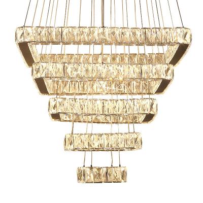 China Nice Modern Clear Crystal Square Chandeliers Pendant Lights Modern LED Crystal Chandelier Lighting for sale