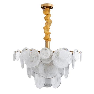 China Interesting Modern Gold Brass Light Luxury White Chandelier Pendant Quality Glass Chandelier for sale