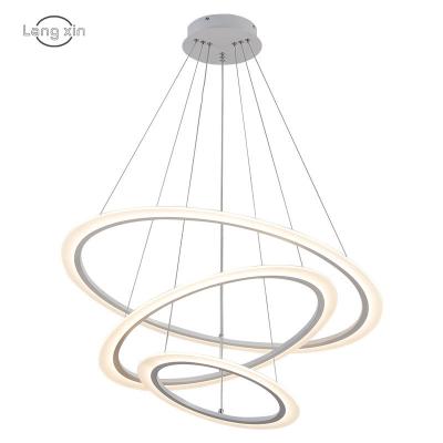 China Modern Acrylic Aluminum Pendant Lights Modern Ring Round Pendant Lights Led Chandelier for sale