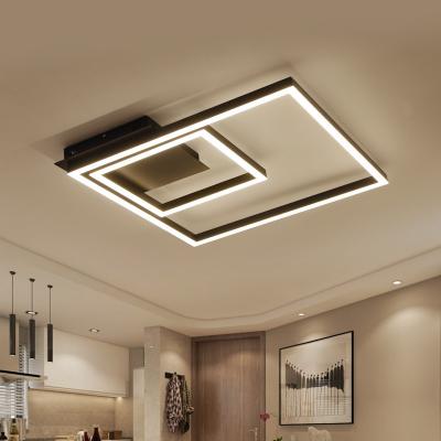 China Modern Brown Modern Ceiling Lamp Led Light Fixtures Square Living Room Bedroom Mounted Ceiling Light for sale