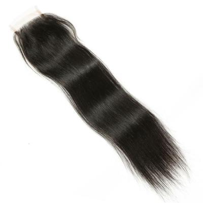 China Silky Straight Wave 10A Grade Straight Virgin Hair Lace Closure Mink Brazilian Human Hair 4*4 Hair Closure for sale