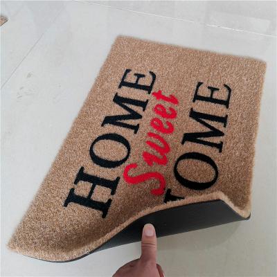 China Washable Coir Coir Mat PVC Backed Coir Printed Carpet Home Printed Natural Coir Mat for sale