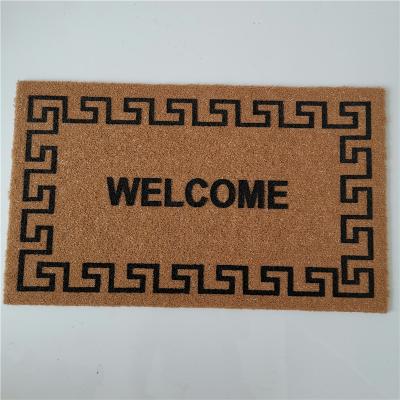 China Home Printed Natural Coir Mat Customized Mat PVC Washable Backed Entrance Coir Mat for sale