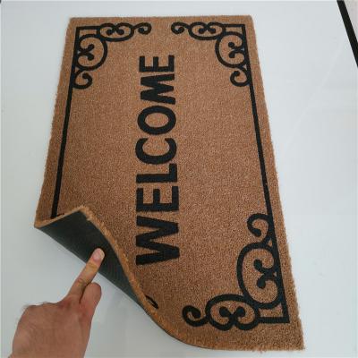 China Non-Slip Tufted Coir Mat Home Reception House Coconut Fiber Coconut Fiber PVC Backed Entrance Coir Mat for sale