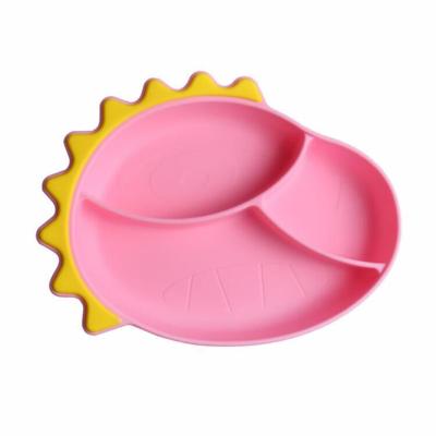 China BPA RAYBIN Free Cartoon Dinosaur Silicone Kids Dining Silicone Baby Dish Baby Food Feeding Tableware for sale