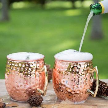 China Sustainable RAYBIN BO Custom Solid Hammered Moscow Mule Cups Cups Stainless Steel-Copper Set for sale