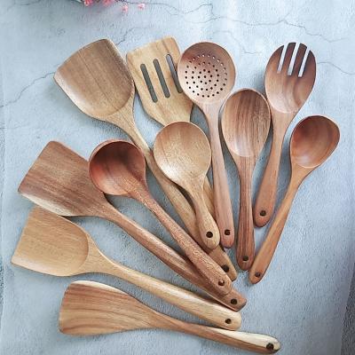 China Sustainable RAYBIN High End Customization 4 Piece Acacia Wood Kitchen Utensils Set For Cooking for sale