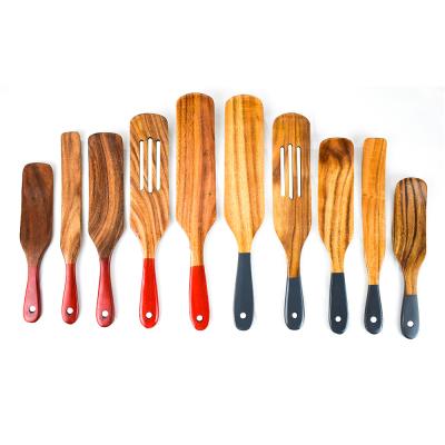 China Custom RAYBIN color spray paint 5pcs viable kitchen teak wood spurtle utensil for sale