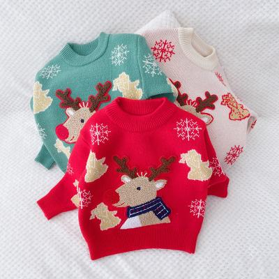 China 2021 Viable New Winter Toddler Girl Pull Over Christmas Day Sweater Cute Reindeer Sweater 2-6 Years Old for sale