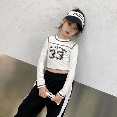 China New Autumn Fashion Children Girl Letter number 2021 viable printed 5-10T basic tee for sale