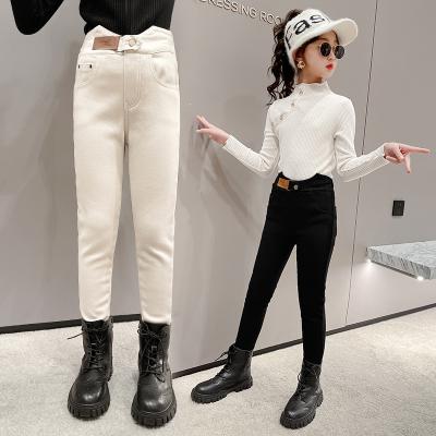 China 2021 Viable New Spring Washed Blue Jeans Stylish Big Girl Denim Flared Pants 3-8T for sale