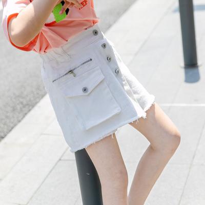 China 2021 New Summer Kids Girl QUICK DRY white skirt shorts with pockets and buttons 4-15 years old for sale