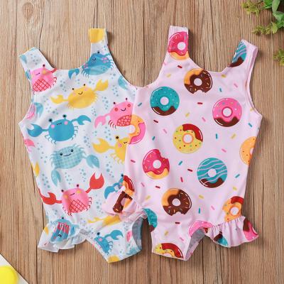 China 2021 Baby Girl's Breathable Cute Ruffle Printed One-Piece Swimwear For 0-2 Years Old Baby for sale