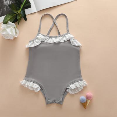 China 2020 Summer Fashion Breathable Toddler Toddler Girls One Piece Cute Ruffle Halter Jumpsuit Swimwear For 2-6T for sale