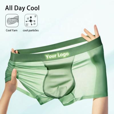 China Custom Logo Cool Ice Silk Mens Antibacterial Briefs Factory Wholesale Fashion High Quality Men's Breathable Underwear Boxers Mens Trunks for sale