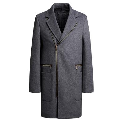 China 2021 Winter Zipper High Quality Casual Woolen Trench Coat Breathable Men Long for sale