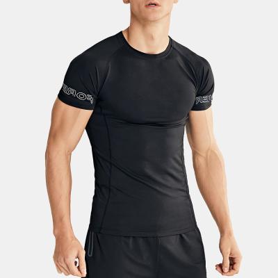 China Men's Yoga Sports Round Neck Elastic Outdoor Shirt QUICK DRY T-shirt Breathable Short Sleeve Sports Fitness Clothes for sale