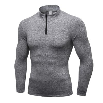 China 1/4 Zipper Breathable High Quality Thermal Fitness Clothing Long Sleeve Gym Tights Men for sale