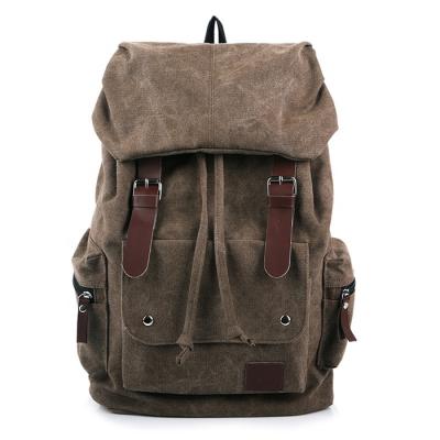 China Waterproof Korean brown canvas school backpack bag for college students travel backpack for sale