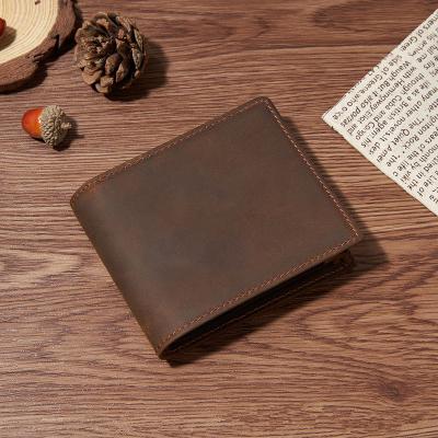 China Vintage Genuine Leather Short Card Holder Men's Waterproof Custom Zipper Wallet Wallet for sale