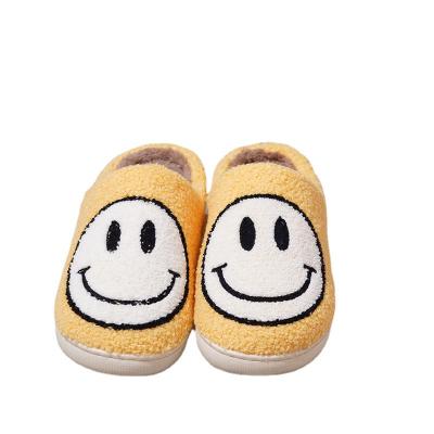 China CUSHIONING Wholesale Custom Family Cotton Slippers Factory Winter Plush Face Indoor Cute Smile Warm Slippers for sale