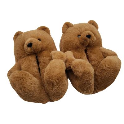 China CUSHIONING Stain Floor Home Thick Cotton Plush Shoes Plush Toy Slipper Warm Teddy Bear Slippers for sale