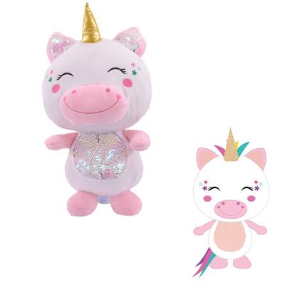 China Plush Toy Made in China New Design Cute Soft Sequin Unicorn Pig Custom Plush Toys for sale