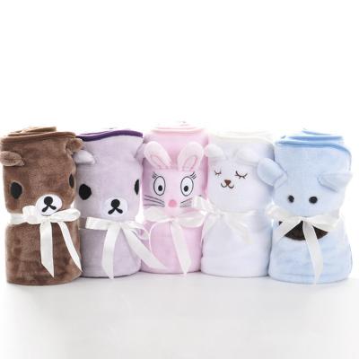 China Cartoon Baby Plush 100% Polyester Knitted Toy Minky Muslin Wrap Flannel Travel Blanket for sale