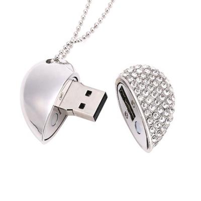 China Gold plastic top jewelry fashion heart shaped usb flash drive 4GB 8GB 16GB 32GB pendrive with long chain for sale