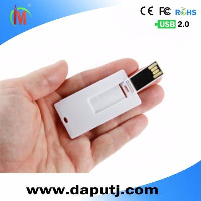 China Simple white mini card usb flash 8gb with free full color printing, business credit card shape usb for promotional gifts for sale