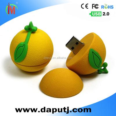 China 2.0 Inch Orange Shape USB Memory Stick PVC NECKLACE Fruit Shape USB Pen Special Order Orange Drive for sale