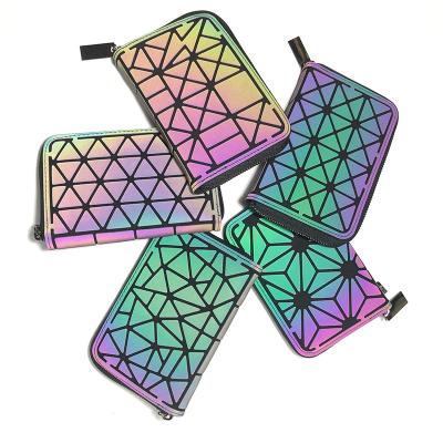 China Female Noctilucent Purse Card Holder Min Clutch Bags Standard Wallet New Unisex Short Geometric Luminous Wallet Anti-theft Wallet for sale