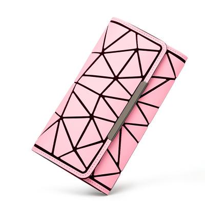 China Bula Waterproof Fashion Summer Clutch Unisex Matte Luxury Geometric Shard Lattice Eco-friendly Bright PU Leather Wallet For Woman for sale