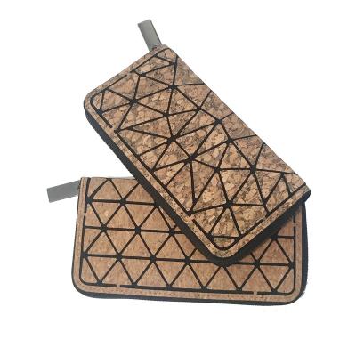 China China factory direct sale handbag female geometric natural cork zipper wallet bag wooden waterproof material for sale