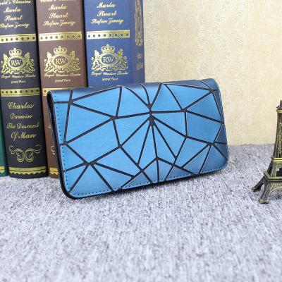 China Waterproof High Quality Fashion Women Pocket Low MOQ Hot Sale Very Very Good Geometric Leather Long Bag Stock Wallet for sale