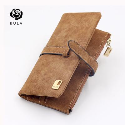 China Waterproof very very good quality Amazon hot selling 2022 ladies pinch long woman leather wallet for sale