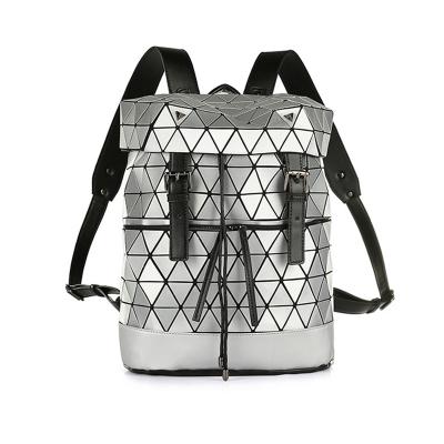 China Best Quality New Fashion Design Geometric Custom Backpack Lingge Logo Computer Travel Backpack Multifunctional Matte PU Leather for sale