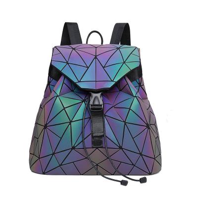 China Fashion Waterproof Geometric Luminous Backpack Reflective Glow In The Dark Diaper Bag Backpack for sale