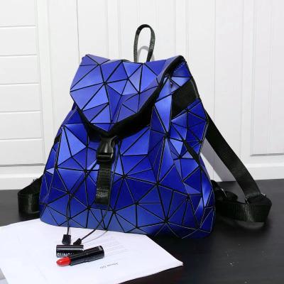 China Anti Theft Fashion Backpack Women Red Geometric Fold Backpacks Student School Bags Hologram Black Backpack Mochila for sale