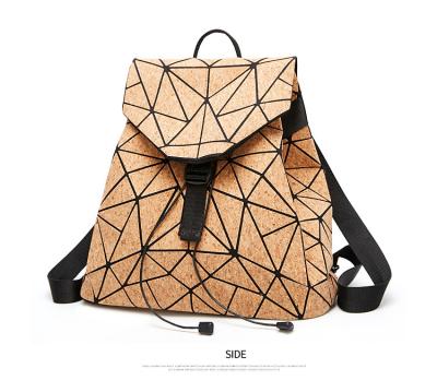 China Stylish eco-friendly geometric luxury fashion bagpack cork wooden backpack waterproof for sale