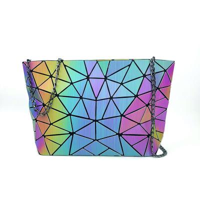 China Fashion 3D Rainbow Bao Geometric Shoulder Bag Lattice Multifunctional Clutch Hologram Bao Handbag Party Summer Female Purse For Women for sale