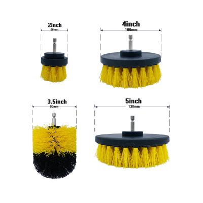 China 4pcs Sofa Iron Drill Nickel Plated Brush Set for Electric Hand Drill for Household and Car Cleaning for sale