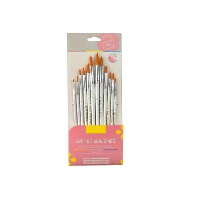 China Different Size Drawing Paint Brushes Acrylic Artist Brush Set 12pcs Hair Nylon Wood Handle Watercolor Brush Oil Painting Set for sale