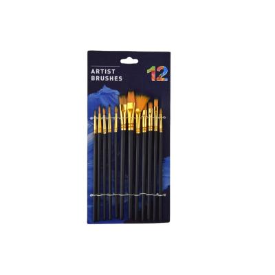 China Wholesale 12pcs Professional Oil Painting Artist Factory Wholesale 12pcs Acrylic Artist Drawing Painting Brushes Set Brush With Bag for sale